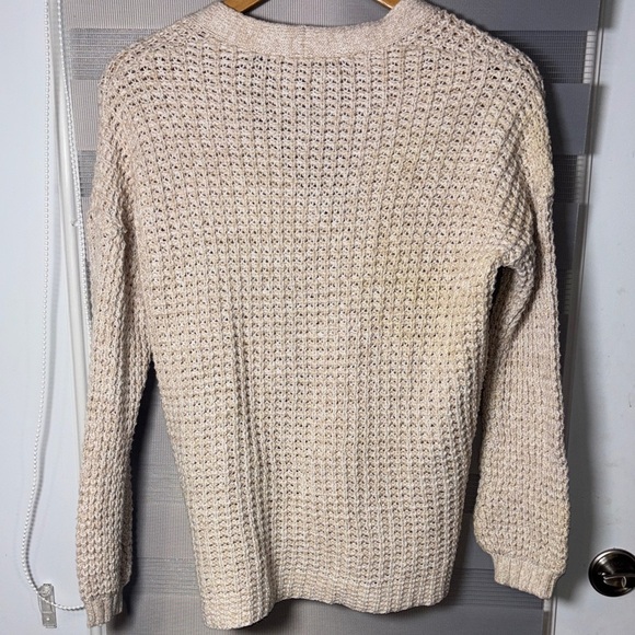 American Eagle Cream knit Cardigan Sweater v neck Cabin boho button up Small - Picture 7 of 8